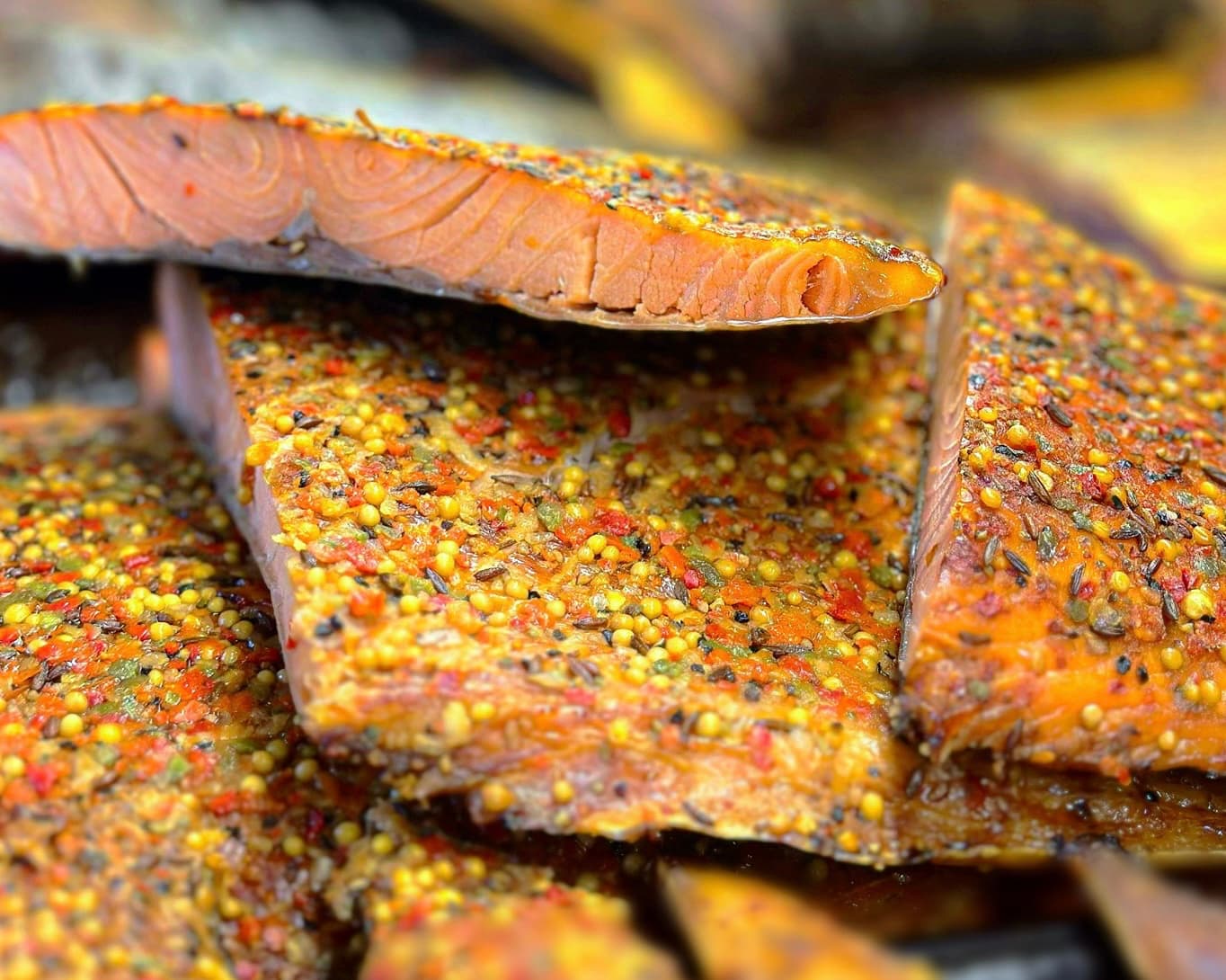 Hot-smoked salmon, single side